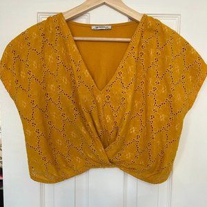 ZARA TRAFALUC MUSTARD/YELLOW CROP TOP